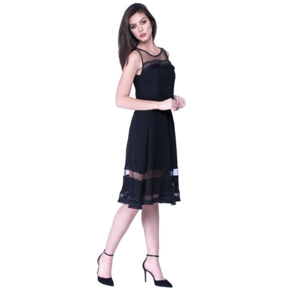 A.‎ Marsi Heaven Black Mesh Panel Dress Medium Made in Italy $300
